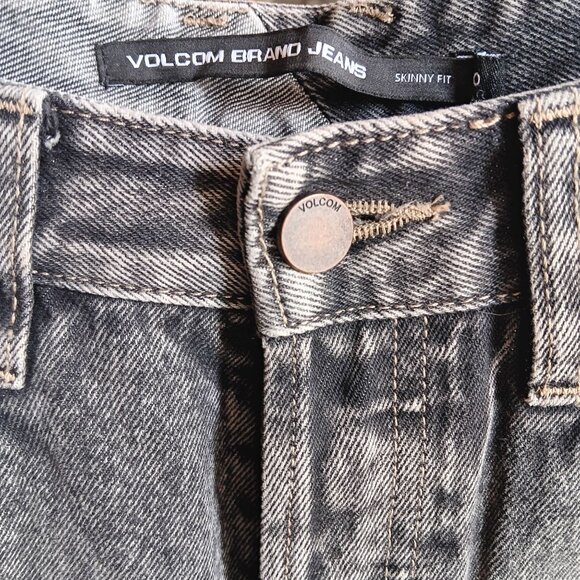 Volcom Womens Distressed Black Wash Skinny Fit Jeans Size 30 32x30 measured - Picture 7 of 8